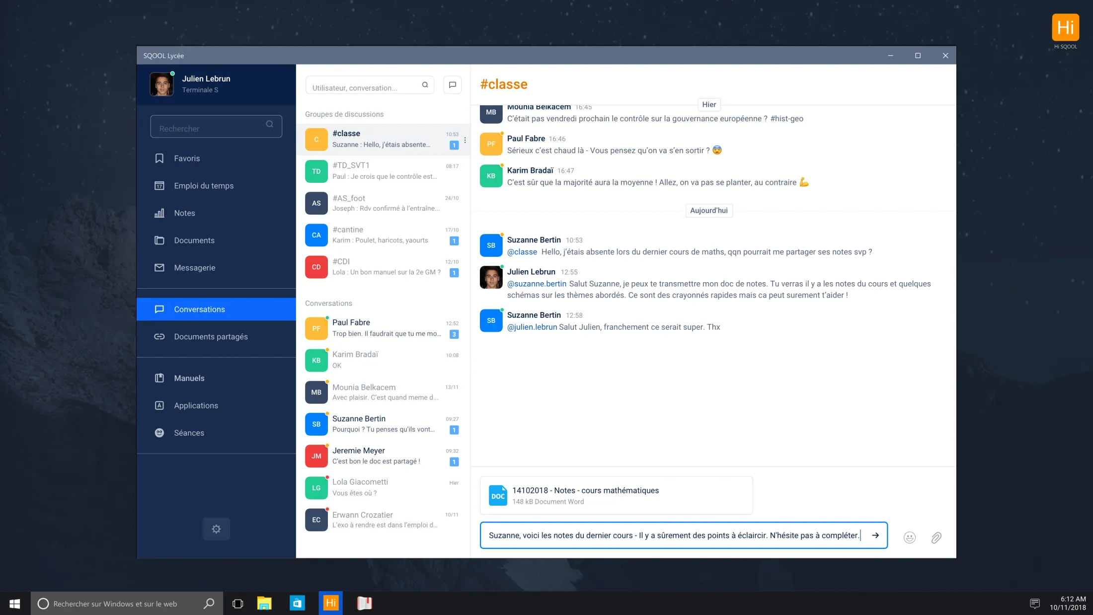 Hi-SQOOL Chat Interface